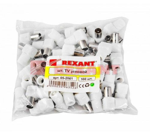 РАЗЪЁМ  штекер  TV  без пайки  Белый  Угловой  05-2061  REXANT