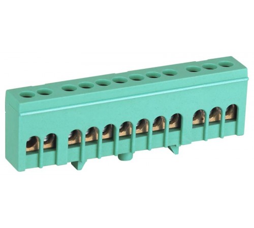 Шина  NO-224-104 PE земля в изолированном корпусе на DIN-рейку ШНИ-6х9-12-Д зеленый  Б0062971  ЭРА