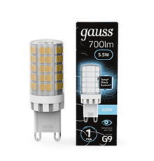 Лампа светодиодная G9 AC185-265V 5,5W 560lm 4100K керамика LED 1/10/200  107009206  Gauss