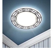 Светильник точечный встраиваемый DK LD28 WH/WH декор cо светодиодной подсветкой GX53, белый/белый  Б0037391  ЭРА