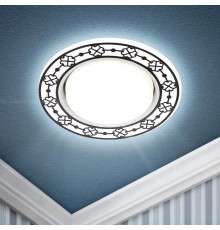 Светильник точечный встраиваемый DK LD28 WH/WH декор cо светодиодной подсветкой GX53, белый/белый  Б0037391  ЭРА