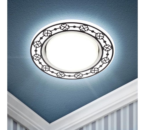 Светильник точечный встраиваемый DK LD28 WH/WH декор cо светодиодной подсветкой GX53, белый/белый  Б0037391  ЭРА