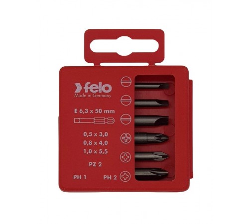 Набор бит SL/PZ/PH Industrial 50 мм в кейсе, 6 шт  03092516  Felo