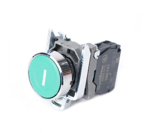 Кнопка SB4 в сборе модульная 22мм зеленая металл 1НО с маркировкой "I"  SB4BA3311  SE