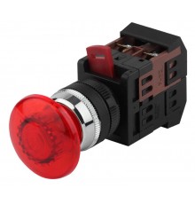 Кнопка управления  AEAL22 "Грибок"с фиксацией красный d22мм  240В 1з+1р (10/400/4000)  Б0045638  ЭРА