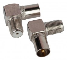 Переходник  Simple RS-A04 гнездо F-штекер TV угловой  Б0048297  ЭРА