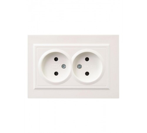 BRITE Розетка 2-ая без заземления со шторками 10А в сборе РСш12-2-БрЖ жемчуг  BR-R23-10-K36-F  IEK