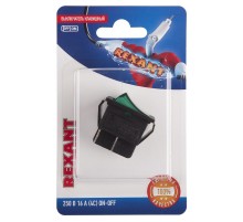 Выключатель клавишный 250V 16А (4с) ON-OFF зеленый с подсветкой (RWB-502, SC-767, IRS-201-1) (в упак. 1шт.)  06-0304-B  REXANT