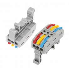 Клемма СМК 222-423D проходная 3-полюсная, с креплением на DIN-рейку (0,08-4 мм), серая (5 шт./уп.)  07-5238-05  REXANT