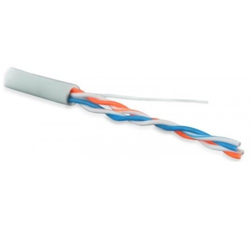 Кабель витая пара UUTP2-C5-P24-IN-LSZH-GY-500(500м)неэкр.U/UTP,кат.5,2п.(24AWG),многож.(patсh),LSZH,нг(С)-HF,-20°C-+75°C,сер.  229836  Hyperline