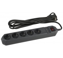 Сетевой фильтр USF-5es-1.5m-USB-B   (черный) с заземл, 3x0,75мм2, с выкл, 5гн+2USB, 1.5м (20/600) Б0019036  ЭРА