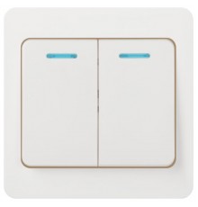 Выключатель Intro Style 7-105-01 двойной с подсветкой, 10А-250В, IP20, СУ, белый  Б0060631  Intro