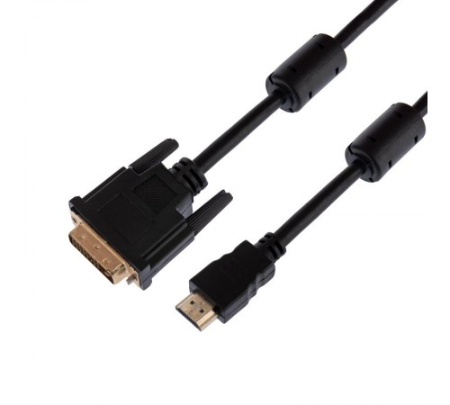 Шнур HDMI - DVI-D с фильтрами, длина 3 метра (GOLD) (PE пакет)  17-6305  REXANT