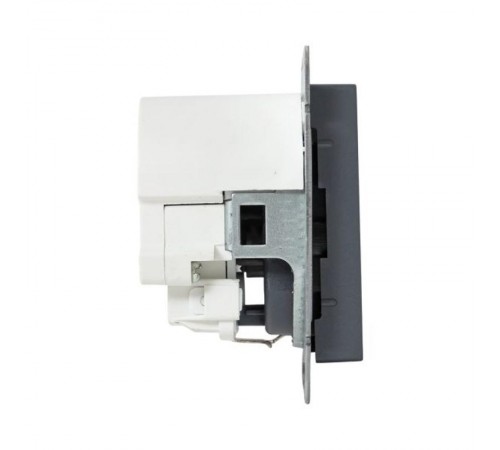 Механизм розетки с USB-C - 2шт, 16А, с заземлением, со шторками, графит Эпика  UP1-SOG-111-2USBC EKF