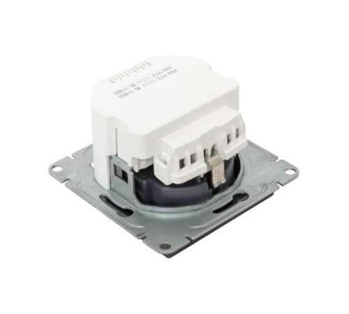 Механизм розетки с USB-C - 2шт, 16А, с заземлением, со шторками, графит Эпика  UP1-SOG-111-2USBC EKF