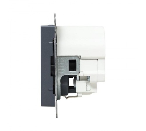 Механизм розетки с USB-C - 2шт, 16А, с заземлением, со шторками, графит Эпика  UP1-SOG-111-2USBC EKF