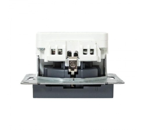 Механизм розетки с USB-C - 2шт, 16А, с заземлением, со шторками, графит Эпика  UP1-SOG-111-2USBC EKF