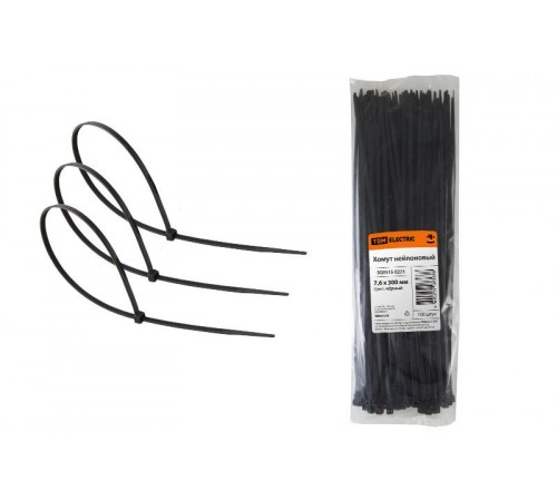 Хомут 7,6х300мм нейлон (черный) (100шт)   SQ0515-0223  TDM