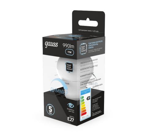 Лампа светодиодная LED 11Вт E27 220В 4100К A60, диммируемая  102502211-D  Gauss
