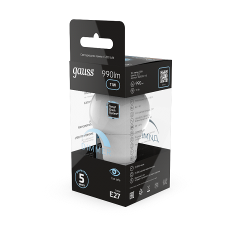 Лампа светодиодная LED 11Вт E27 220В 4100К A60, диммируемая  102502211-D  Gauss