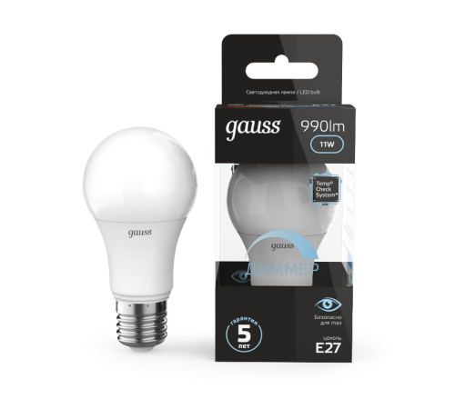 Лампа светодиодная LED 11Вт E27 220В 4100К A60, диммируемая  102502211-D  Gauss