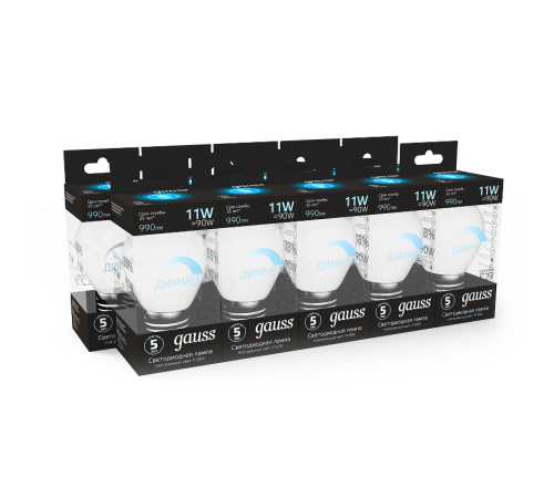 Лампа светодиодная LED 11Вт E27 220В 4100К A60, диммируемая  102502211-D  Gauss