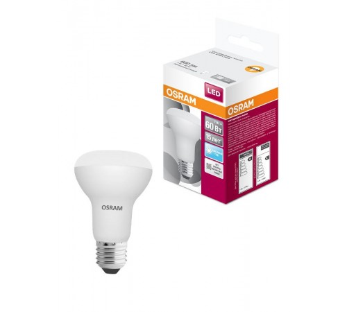 Лампа светодиодная LED STAR R63 7W, Е27 LEDSR6360 7W/840 230VFR E27 10X1 RU  4058075282650  Osram