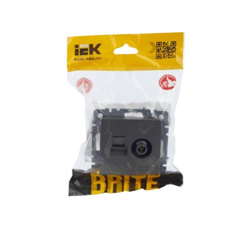 BRITE Розетка двойная TV+RJ45 кат.5E РТВ/РК12-БрС сталь  BR-AK20-1-K46  IEK