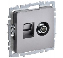 BRITE Розетка двойная TV+RJ45 кат.5E РТВ/РК12-БрС сталь  BR-AK20-1-K46  IEK