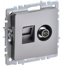 BRITE Розетка двойная TV+RJ45 кат.5E РТВ/РК12-БрС сталь  BR-AK20-1-K46  IEK