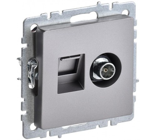 BRITE Розетка двойная TV+RJ45 кат.5E РТВ/РК12-БрС сталь  BR-AK20-1-K46  IEK