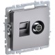 BRITE Розетка двойная TV+RJ45 кат.5E РТВ/РК12-БрС сталь  BR-AK20-1-K46  IEK