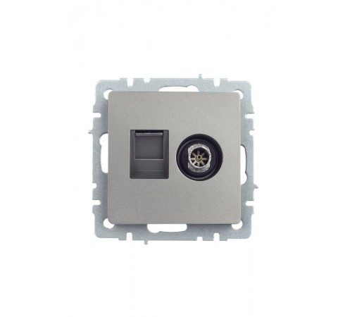 BRITE Розетка двойная TV+RJ45 кат.5E РТВ/РК12-БрС сталь  BR-AK20-1-K46  IEK