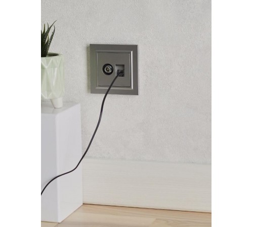 BRITE Розетка двойная TV+RJ45 кат.5E РТВ/РК12-БрС сталь  BR-AK20-1-K46  IEK