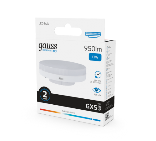 Лампа светодиодная LED Elementary GX53 13W 950lm 6500K 1/10/100  83833  Gauss