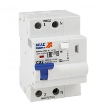 Устройство защиты от дугового пробоя с АВДТ и защ. от пов. напряж. OptiDin AFDD-40-22C32-A-У3 (2P, C32, 30mA, Uоткл 275В)  339090  КЭАЗ