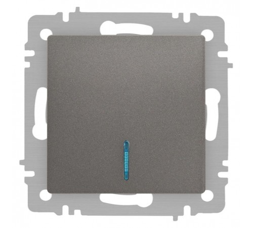 Выключатель Intro Accent 6-102-09 с подсветкой, 10А-250В, IP20, СУ, AL/CU, титан  Б0063460  Intro