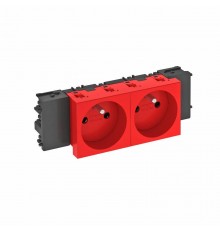 Розетка двойная 0° Modul45connect франц. стандарт, 250 В, 16A (красный) (STD-F0C SRO2)  6120558  OBO Bettermann