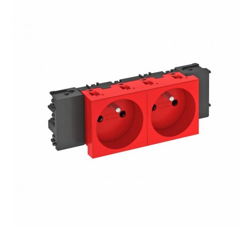 Розетка двойная 0° Modul45connect франц. стандарт, 250 В, 16A (красный) (STD-F0C SRO2)  6120558  OBO Bettermann