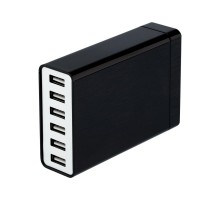Сетевое зарядное устройство 6хUSB, 1000mA, черное  16-0287  Rexant