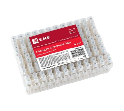 Клеммная колодка полиэтилен 1-4(6) мм2 6А 12 секций (уп. 10 шт.) EKF  plc-KK-6-6  EKF