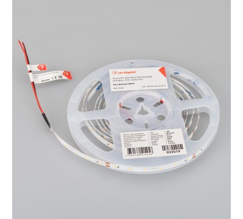 Лента светодиодная NT-A60-8mm 24V White6000 (4.8 W/m, IP20, 3528, 5m) (arlight, Открытый)  033520  Arlight