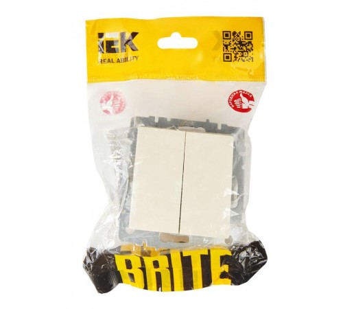 BRITE Выключатель 2-клавишный проходной 10А ВС10-2-6-БрКр бежевый  BR-V22-0-10-K10  IEK