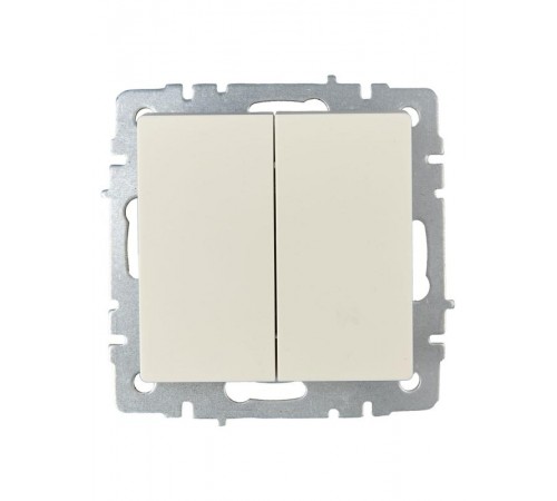 BRITE Выключатель 2-клавишный проходной 10А ВС10-2-6-БрКр бежевый  BR-V22-0-10-K10  IEK