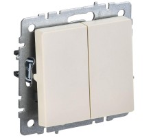 BRITE Выключатель 2-клавишный проходной 10А ВС10-2-6-БрКр бежевый  BR-V22-0-10-K10  IEK