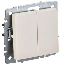 BRITE Выключатель 2-клавишный 10А ВС10-2-0-БрКр бежевый  BR-V20-0-10-K10  IEK