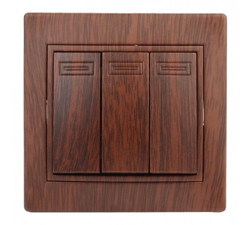 1-106-10 Intro Выключатель тройной, 10А-250В, IP20, СУ, Plano, венге  Б0030052  Intro