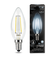 Лампа светодиодная Black LED Filament Свеча E14 11W 750lm 4100К  103801211  Gauss
