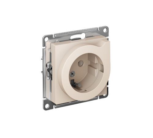 AtlasDesign Бежевый Розетка с заземлением со шторками с выталк., 16А, механизм  ATN000247  SE