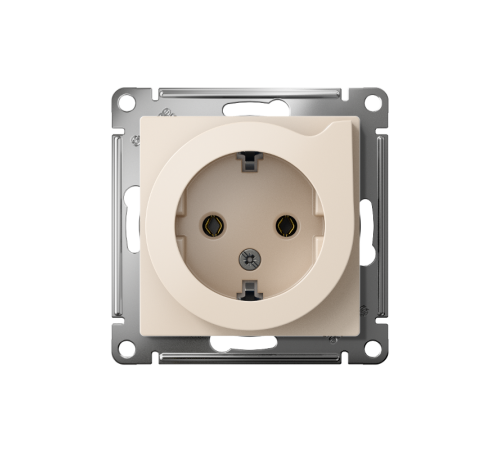 AtlasDesign Бежевый Розетка с заземлением со шторками с выталк., 16А, механизм  ATN000247  SE